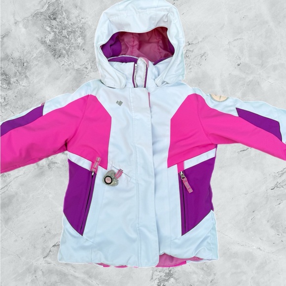 OBERMEYER GIRLS I-GROW SIZE 5 Hey Sunshine WINTER SKI COAT JACKET HOODED - Picture 7 of 8